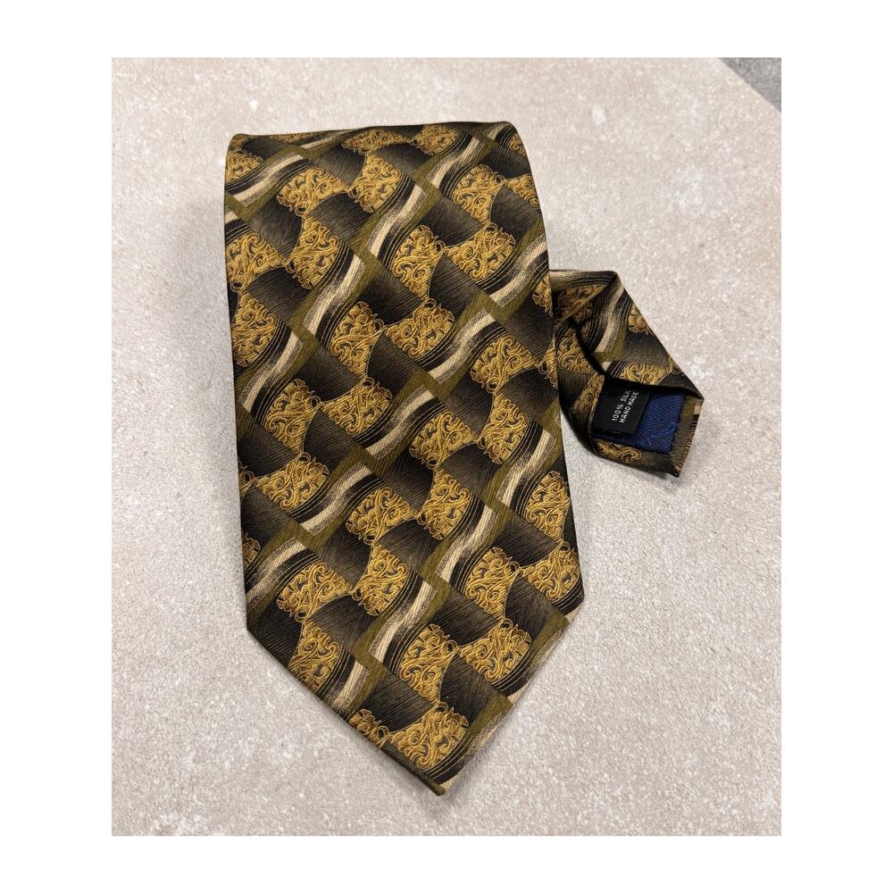 100% Silk Tie - Handmade - Vintage Aramis Geometric Pattern